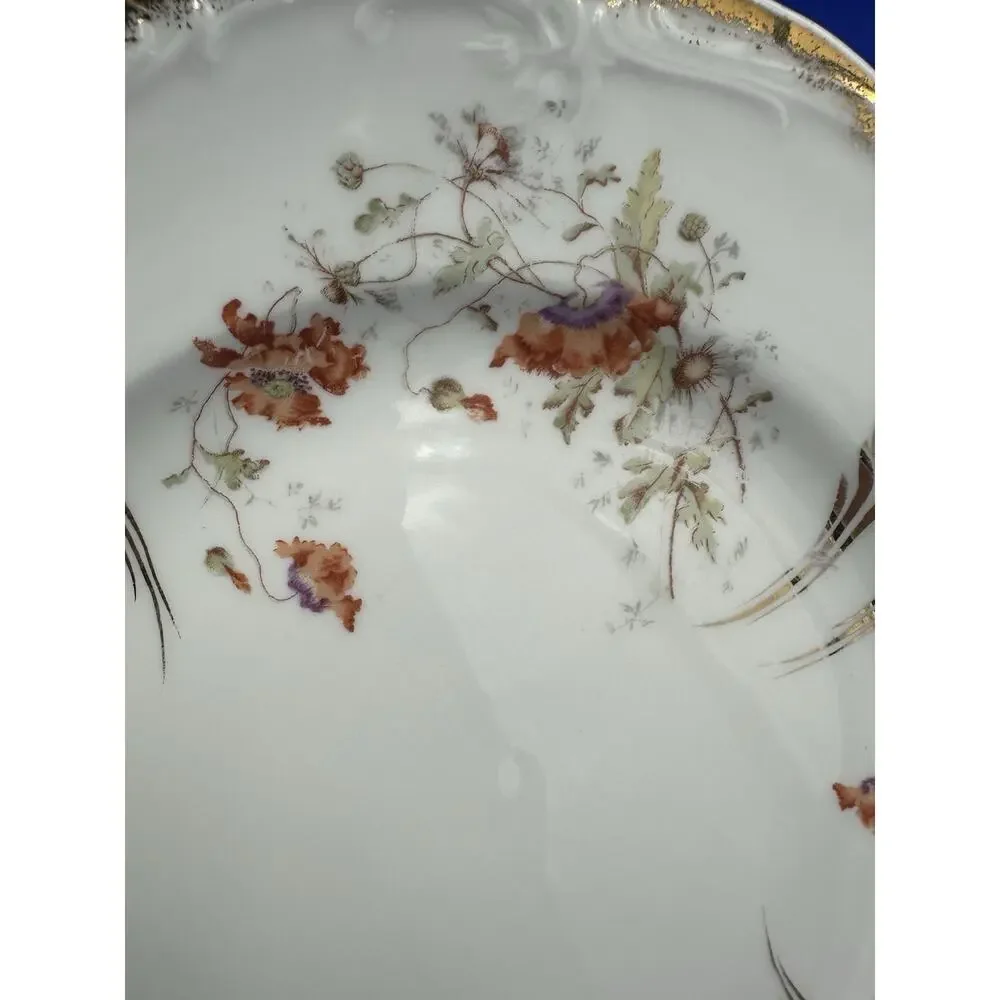 Vintage KPM Germany Porcelain‎ Cake Plate 428 Floral Gold Trim Handles 12”